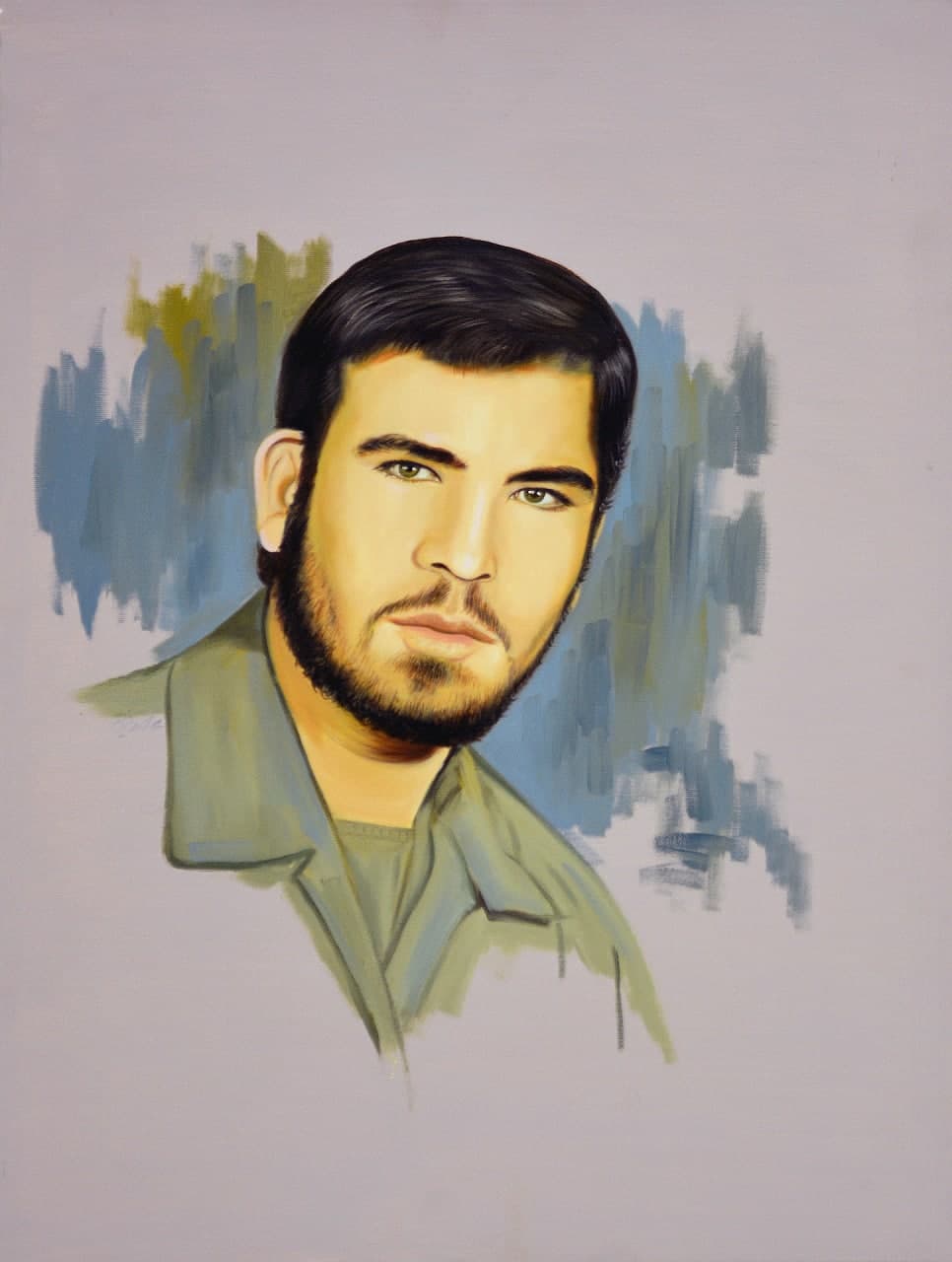 نقاشی چهره شهید علی اصغر سنگ سفیدی